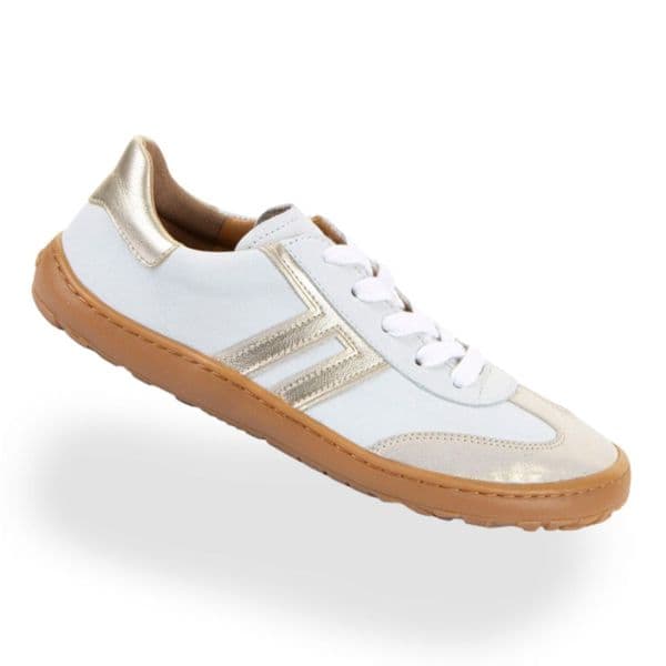 Froddo Barefoot F-Motion Laces Trainers White Gold  | Flexible Kids Shoes