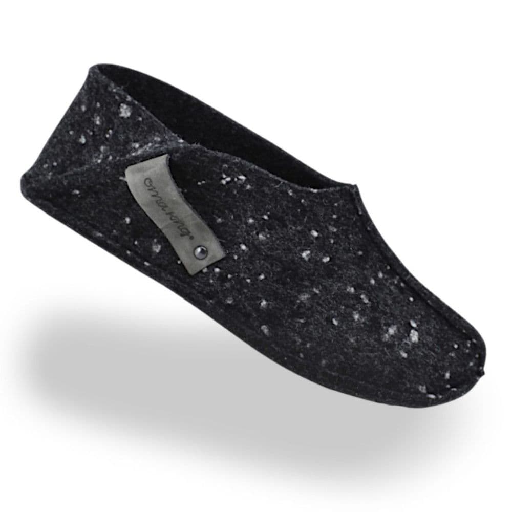 Omaking Fold-Down Heel Wool Felt Slippers Black