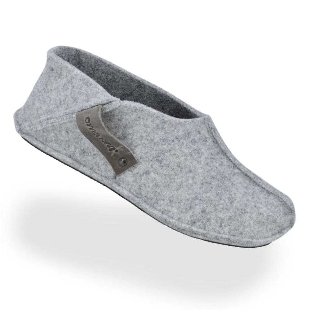 Omaking Fold-Down Heel Wool Felt Slippers Grey