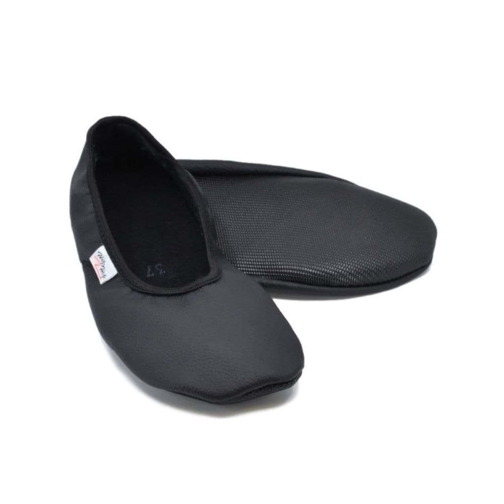 Omaking Kids' Soft-Soled Leather Slippers Gymnastic Dance Shoes Black