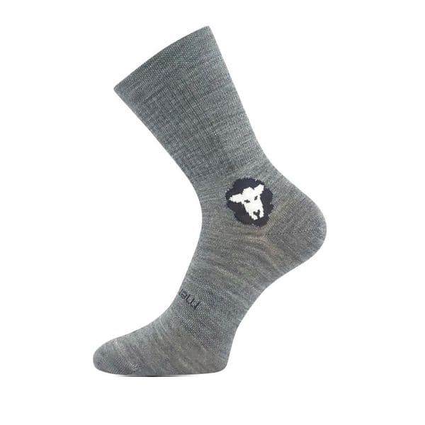 Thin Merino Wool Barefoot Socks Crew Grey