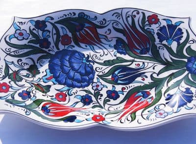 Blue and Red  Ceramic Serving Dish