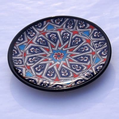 Blue and Red Floral Design Turkish Plate