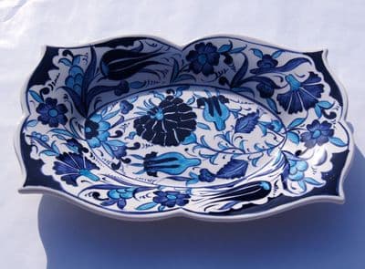 Blue and White Turkish Ceramic Serving Dish