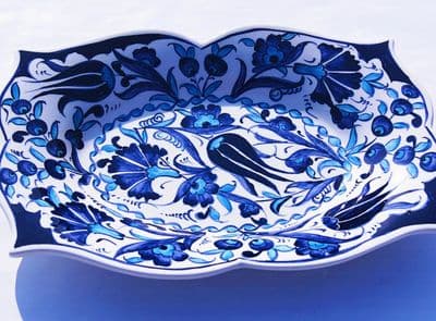Blue Floral Ceramic Serving Dish