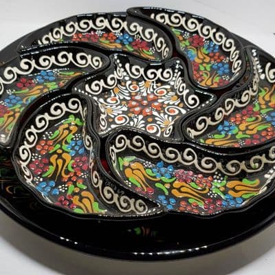 Ceramic Turkish Meze Set - Black 33 cm
