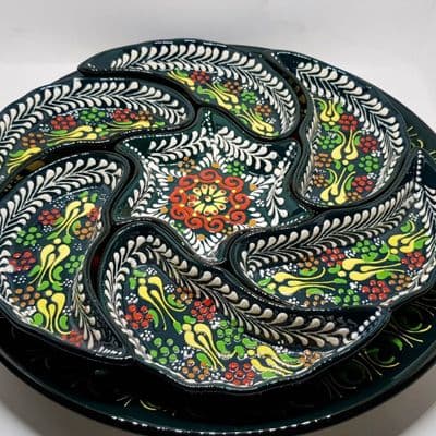 Ceramic Turkish Meze Set - Dark Green 33 cm