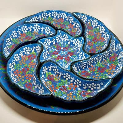 Ceramic Turkish Meze Set - Light Blue 33 cm