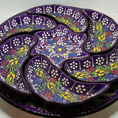 Ceramic Turkish Meze Set - Purple 33 cm