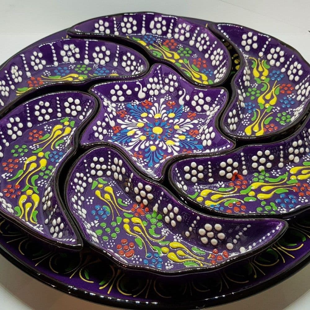 Ceramic Turkish Meze Set Purple 33 cm - Main Image