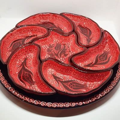 Ceramic Turkish Meze Set - Red Tulip