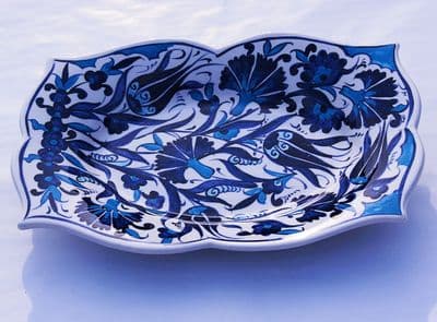 Classic Blue and White Floral Turkish Ceramic Serving Dish