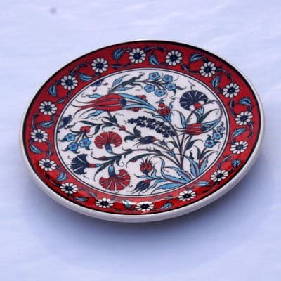 Colourful Red Floral Design Turkish Plate