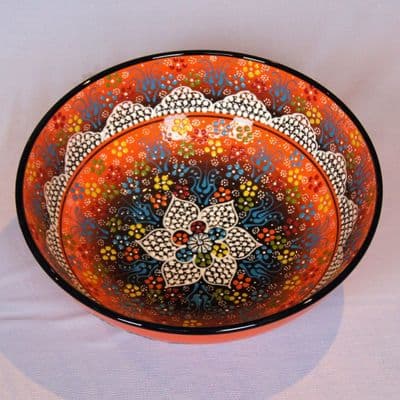 Extra Large Turkish Bowl 30 cm - Orange Flower