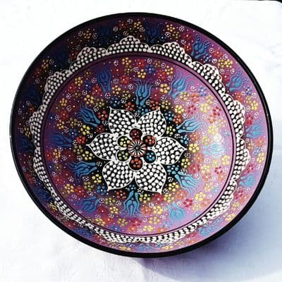 Extra Large Turkish Bowl 30 cm - Purple Flower