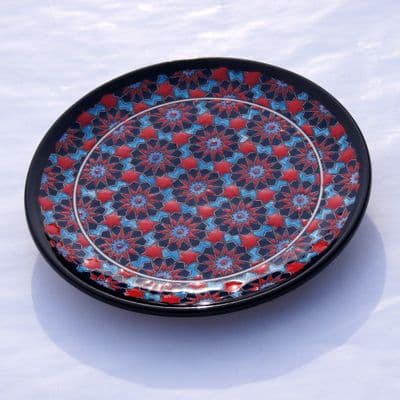 Geometric Style Red and Blue Turkish Plate