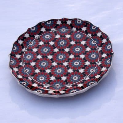 Geometric Style Red, White and Blue Turkish Plate