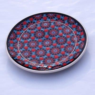 Geometric Style White, Red and Blue Turkish Plate