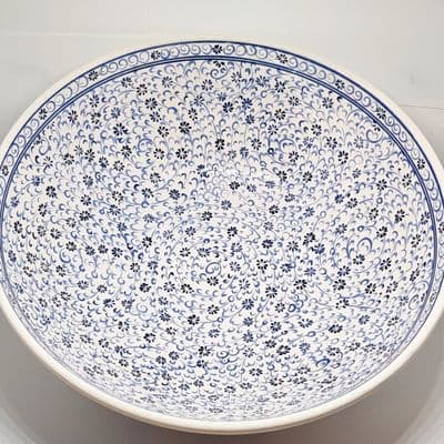 Large Ceramic Turkish Bowl 25 cm - Blue and White