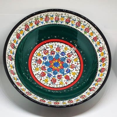 Large Ceramic Turkish Bowl 25 cm - Dark Green