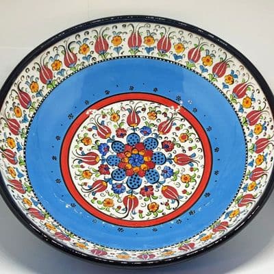 Large Ceramic Turkish Bowl 25 cm - Light Blue