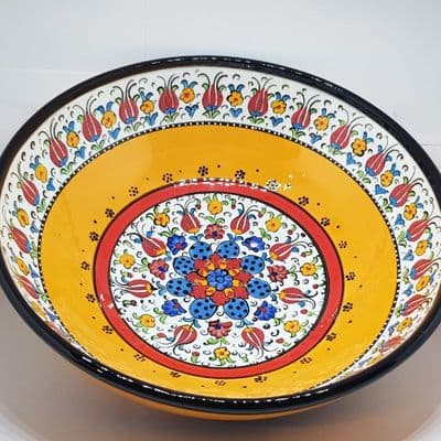Large Ceramic Turkish Bowl 25 cm - Yellow