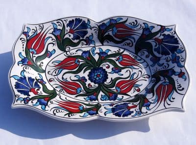 Red and Blue Turkish Ceramic Serving Dish