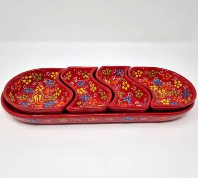 Red Oval Serving Set