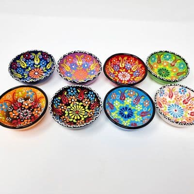 Set of Eight Hand Made Turkish Ceramic Bowls