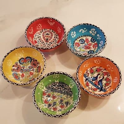 Set of Five Turkish Ceramic Bowls 8 cm