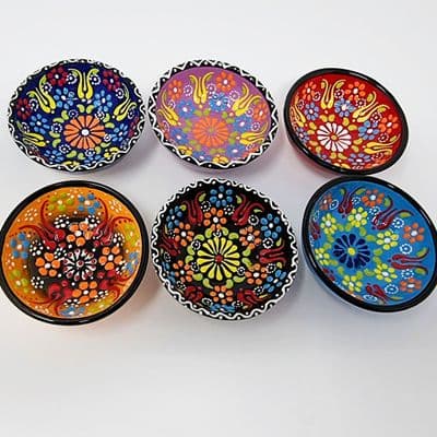 Set of Six  Hand Made Turkish Ceramic Bowls