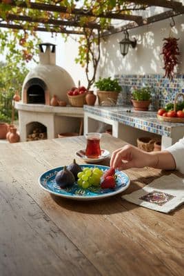 White flower and Blue Design Turkish Plate