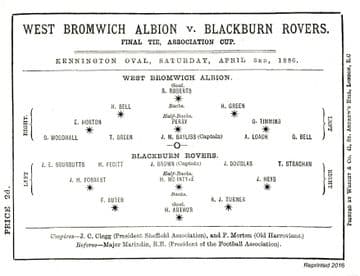1886 FA CUP FINAL West Brom v Blackburn Rovers - Full replica match programme