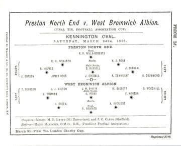 1888 FA CUP FINAL Preston North End v West Brom - Full replica match programme