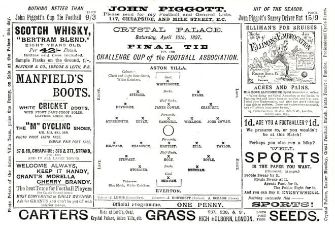 1897 FA CUP FINAL Aston Villa - Full replica match programme