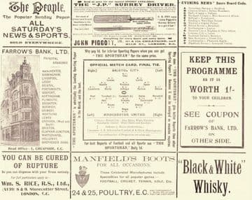 1909 FA CUP FINAL Manchester United v Bristol City - Full replica match programme