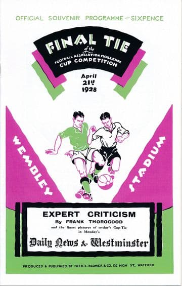 1928 FA CUP FINAL Blackburn Rovers v Huddersfield Town - Full replica match programme