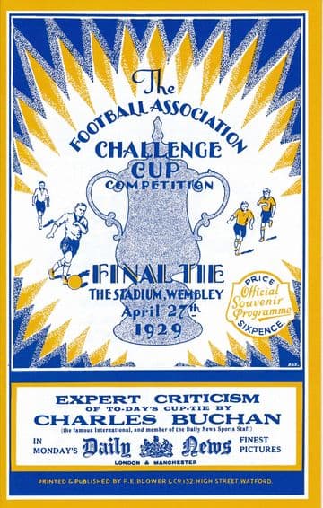 1929 FA CUP FINAL Bolton Wanderers v Portsmouth - Full replica match programme