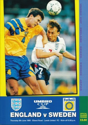 1995 England v Sweden (Umbro Cup @ Leeds United) - official match programme