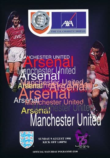1998 FA Charity Shield Manchester United v Arsenal - official match programme