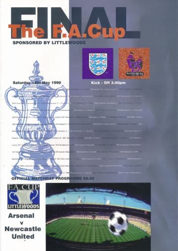 1998 FA Cup Final Arsenal v Newcastle United - official match programme