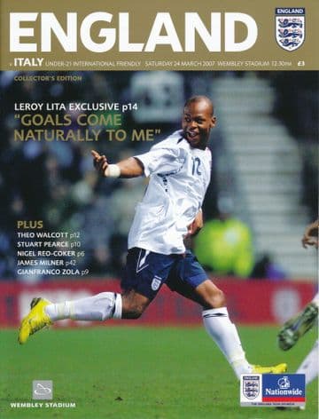 2007 England v Italy U21 (1st ever game at the re-built Wembley Stadium) - official match programme