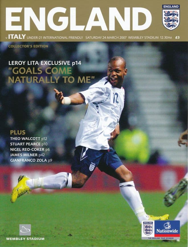 2007 England v Italy U21 (1st ever game at the re-built Wembley Stadium) - official match programme