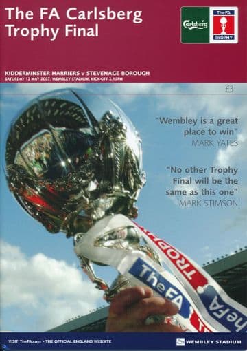 2007 FA Trophy Final Kidderminster Harriers v Stevenage Borough - official match programme