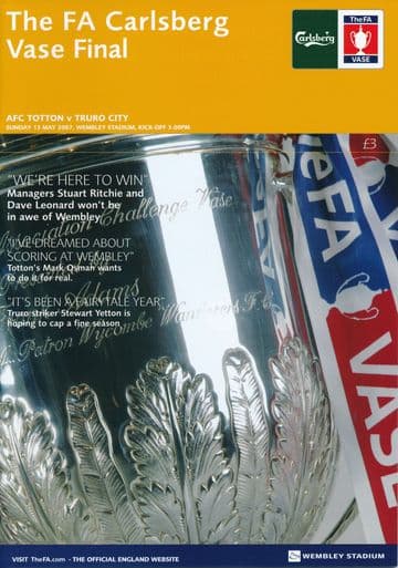 2007 FA Vase Final Truro City v AFC Totton - official match programme