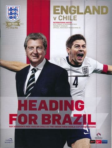 2013 England v Chile (International Friendly @ Wembley) - official match programme