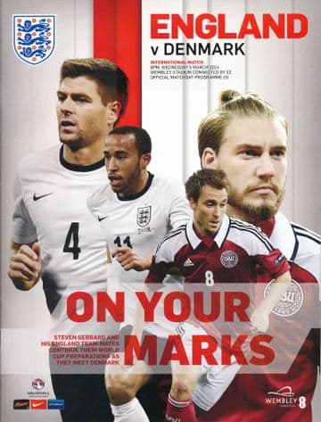 2014 England v Denmark (International Friendly @ Wembley) - official match programme