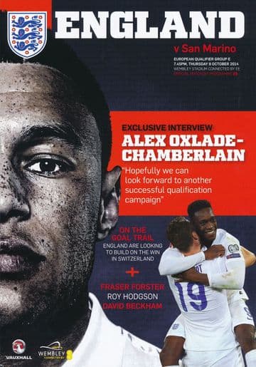 2014 England v San Marino (UEFA 2016 Qualifier @ Wembley) - official match programme