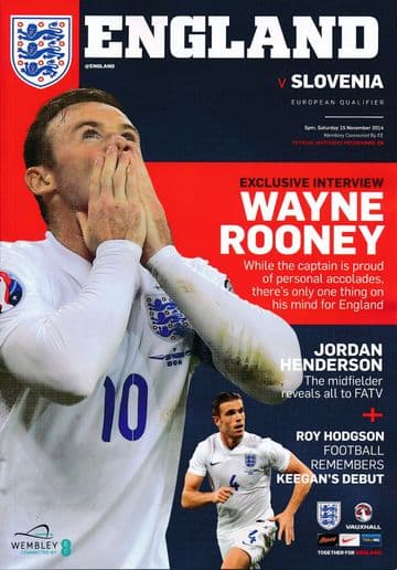 2014 England v Slovenia (UEFA 2016 Qualifier @ Wembley) - official match programme