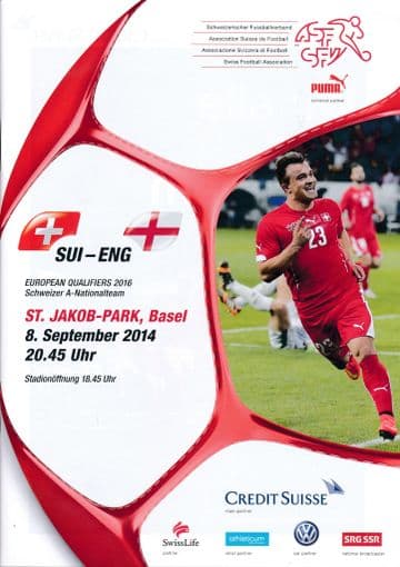 2014 Switzerland v England (Euro 2016 Qualifier) - official match programme